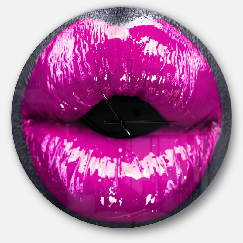 Mauve maquillage des lèvres - horloge murale moderne, Grand