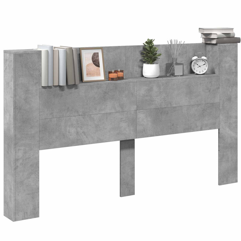 Bookcase Headboard, Super King (6'), Concrete Grey