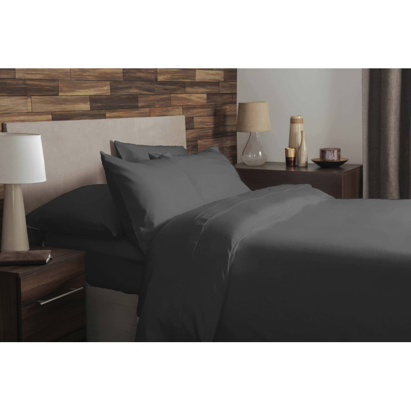 Brushed Cotton Range Cotton Solid Colour Duvet Cover, Charcoal, Super King Duvet Cover