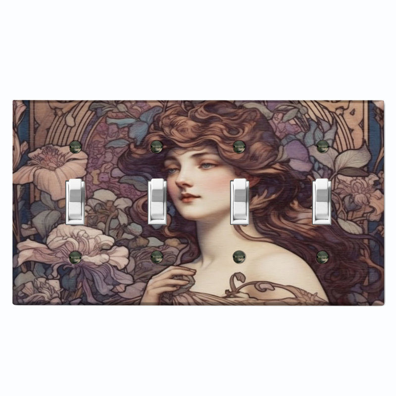 Copper Rust Patina Teal Print 4 - Gang Toggle Light Switch Standard Wall Plate