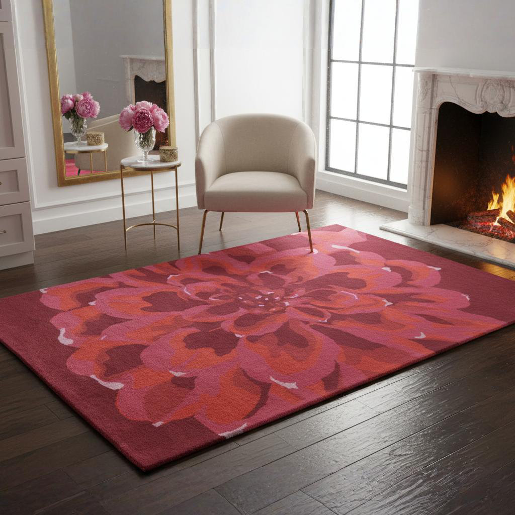 Elle Raspberry Decor Rug Lark Manor™ Jethro Authentic Hand-Tufted Handmade Burgundy, Raspberry ...