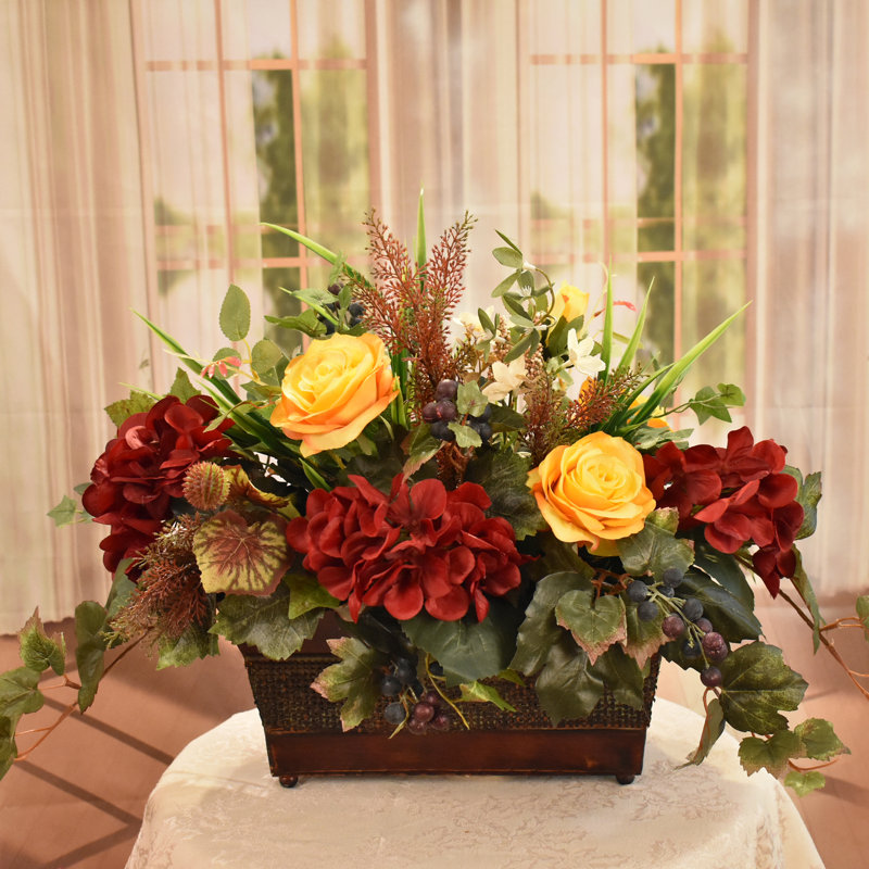 Faux Silk Arrangement in Planter