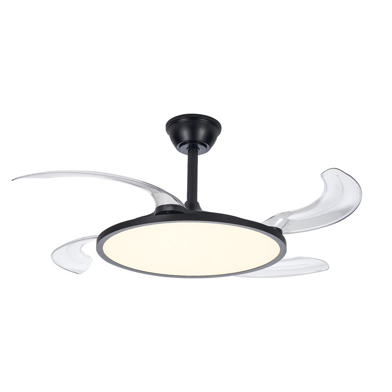 Retractable Ceiling Fans With Lights,42 Inch Ceiling Fan With Light And Remote Control,Flush Mount,DC Reversible,3CCT,Low Noise,Ceiling Fan For Bedroom,Living Room,Kitchen,Indoor Use