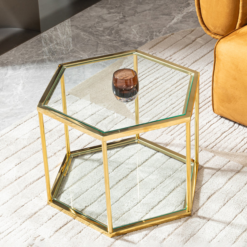 Table de bout avec canapé hexagonal de 23,6 po de largeur et 2 niveaux