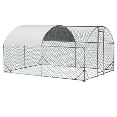 Cage à poulailler spacieuse en métal, cage d'extérieur pour animaux avec couvercle, tube de 1 po, 9,84 pi x 13,12 pi x 6,56 pi, résistance de porte verrouillable et sécurisée, pour enclos