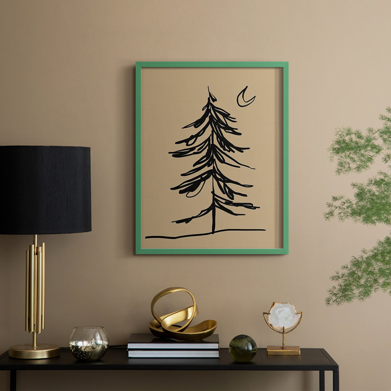 Winter Fir Sketch I Framed Print - Solid Wood, 11" H x 9" W, Green Framed