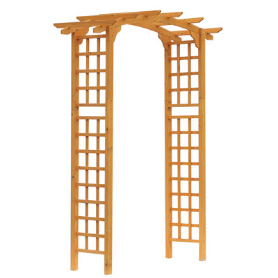 63 x 28.5 x 90 in Natural Wood Garden Arbor Arch with Trellis Wall, Climbing Plants Party Wedding Decor