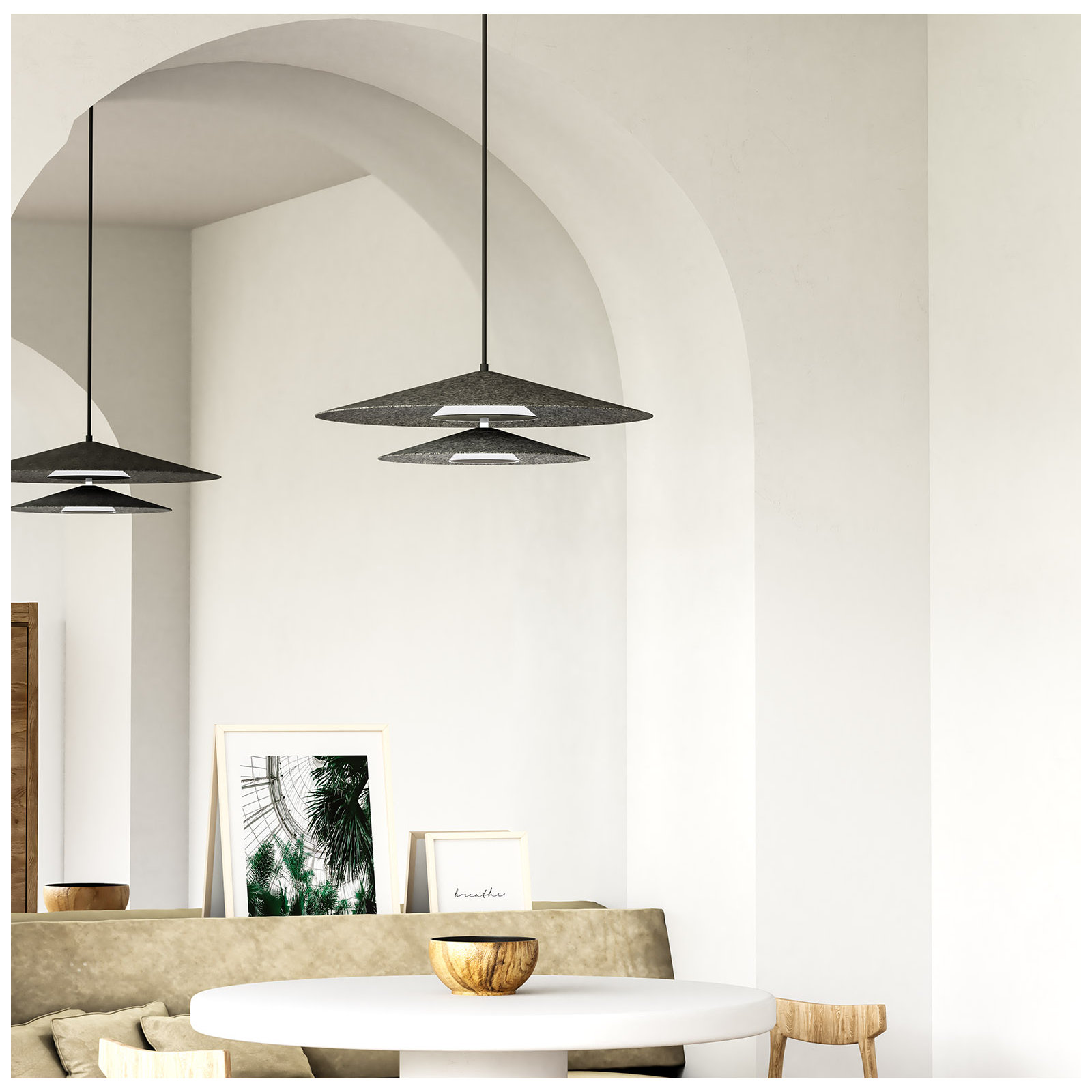 Cruz 2 Light Dimmable LED Pendant, Gray