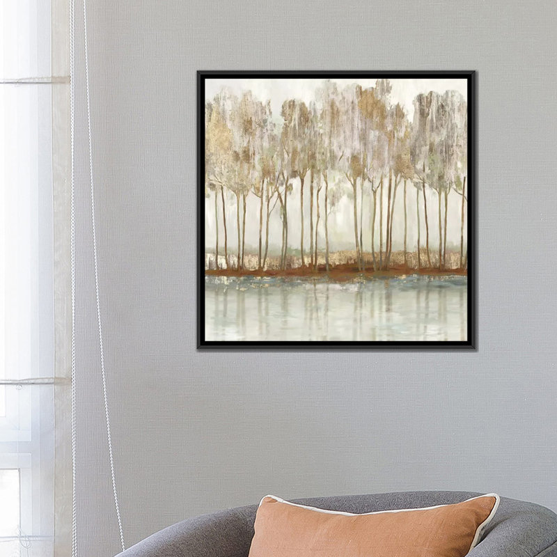 «Lynn Peak I» par Allison Pearce - reproduction d'art, H 26 po x l 26 po x P 1,5 po, Toile avec cadre noir, Pas de tapis