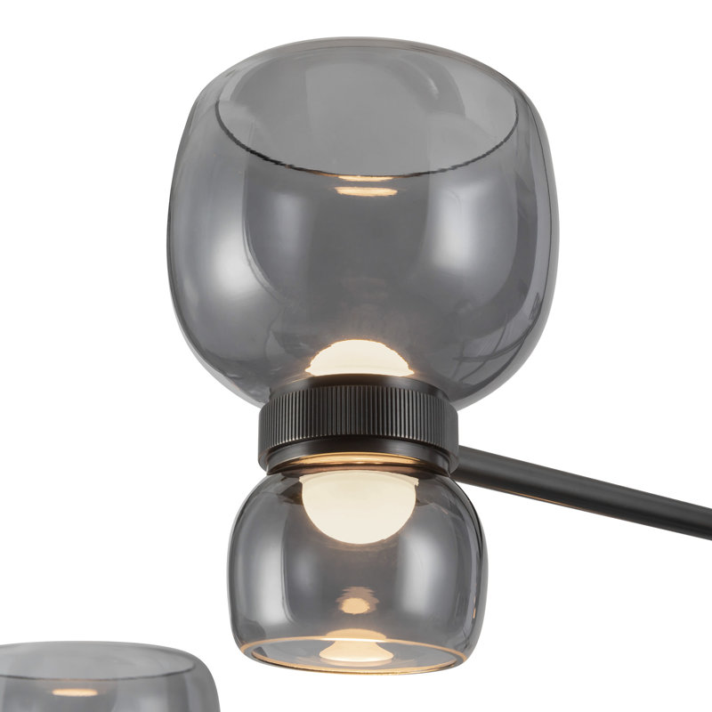 Sutton 36-in Black dimmable LED Chandelier, Smoked Glass, Oil Rubbed Bronze