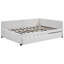 Lit de jour rembourré pleine grandeur avec lit gigogne simple, lin beige, sans sommier, cadre robuste et stable pour le revêtement en lin Sleepover, conception de lit solide et sécuritaire, peu encombrant-1401630280