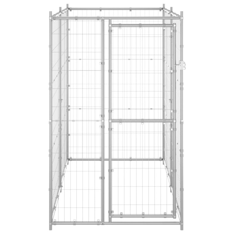 Lisbon Metal Kennel With Door, 110 x 220 x 180 cm, Silver