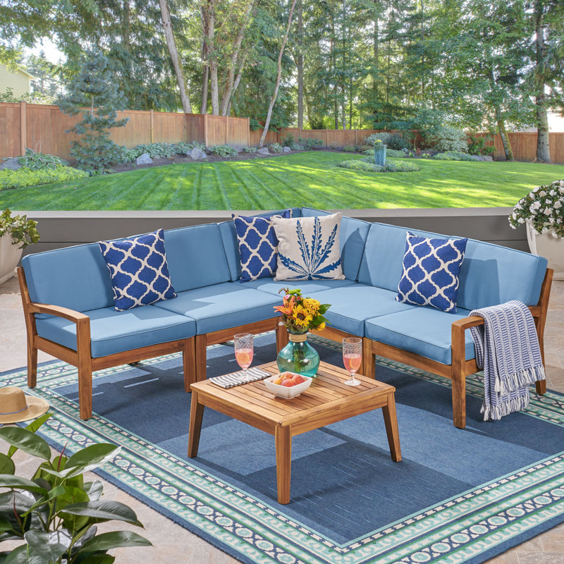 Ajanai Acacia 4-Person Patio Conversation Set, Blue