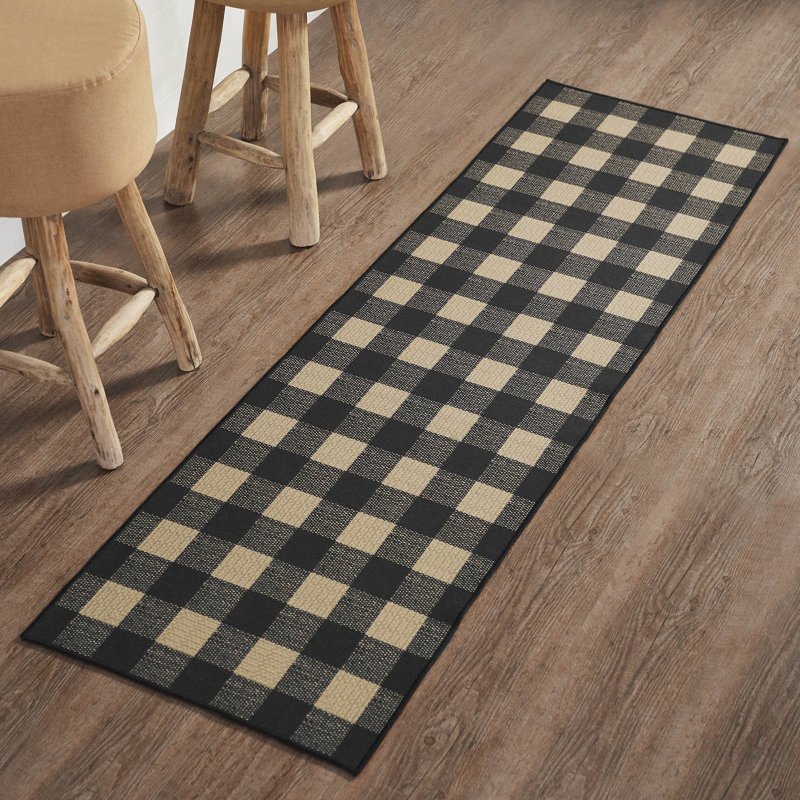 Beppo Flatweave Washable Gingham Indoor / Outdoor Rug, Runner 1'10" x 6'6"