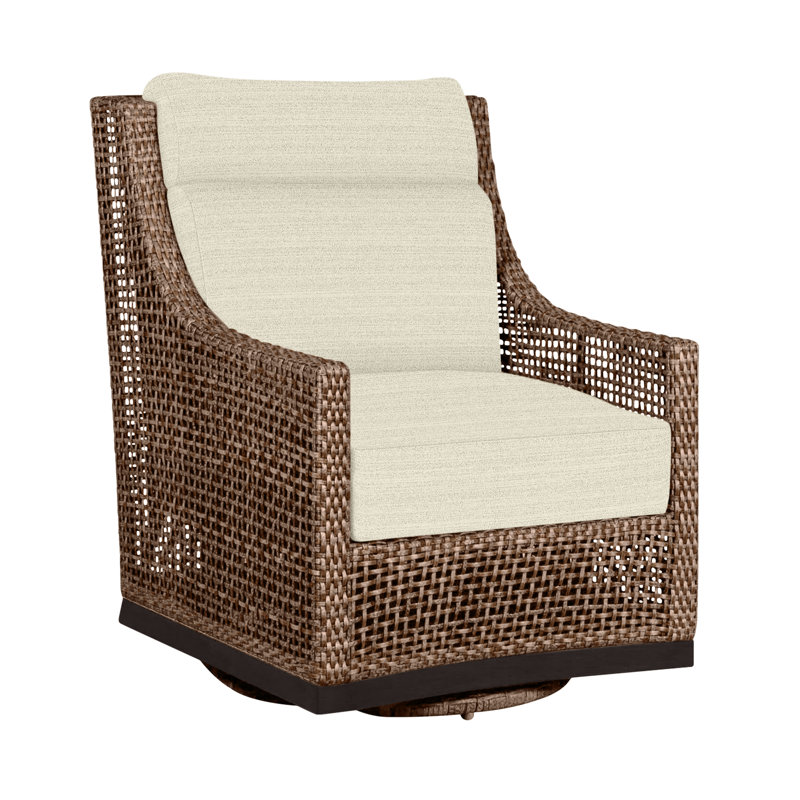 Outdoor Peninsula Gliding Wicker/Rattan Chair with Cushions, No welt + Standard fill, Mahogany/Chestnut, Perigold Posh Sky