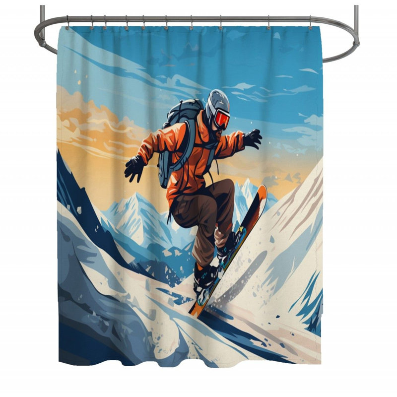 Ski Shower Curtain, 73"H x 70"W