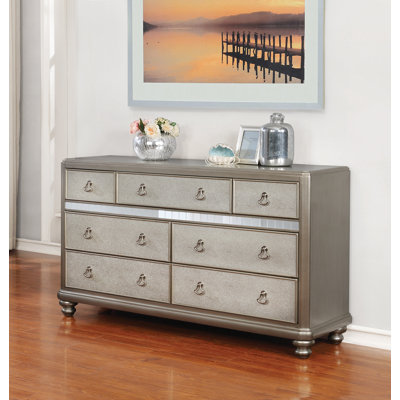 Stutz 7 Drawer 65.1" W Dresser in Metallic Platinum
