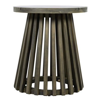 Outdoor Grey Wood Patio Side Table, 15.46 - Inch Width, Build, Easy To Assemble Round Diameter, Low Maintenance, Ideal For Backyard