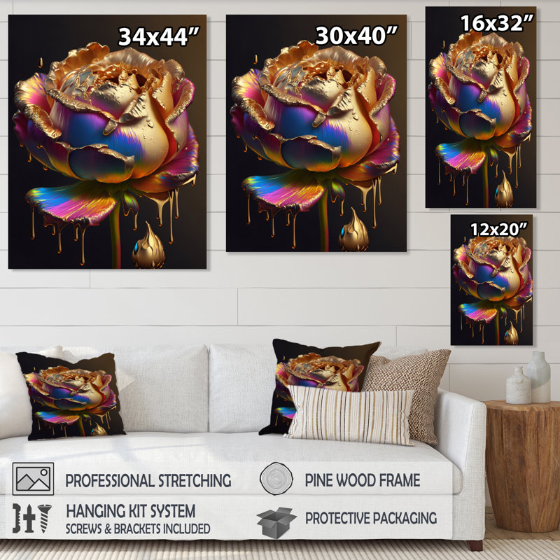«Larra Rainbow Peony», impression sur toile, H 44 po x l 34 po x P 1,5 po, Toile tendue