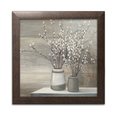 " Pussy Willow Still Life Gray Pots Crop " by Julia Purinton