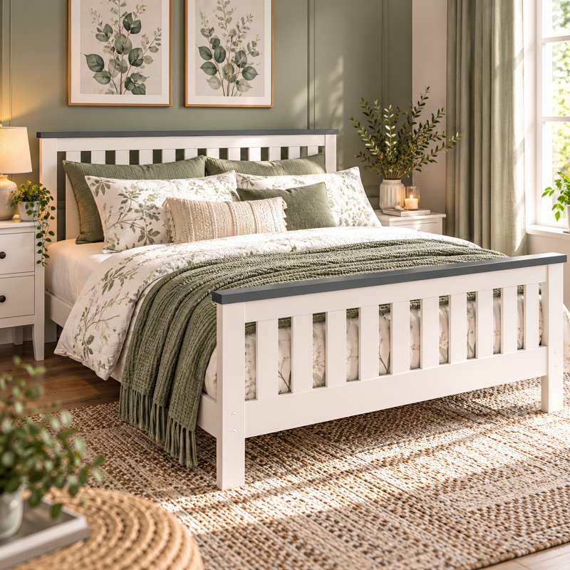 Solid Pine wood Shanghai Marcus Bed Frame, Double (4'6)