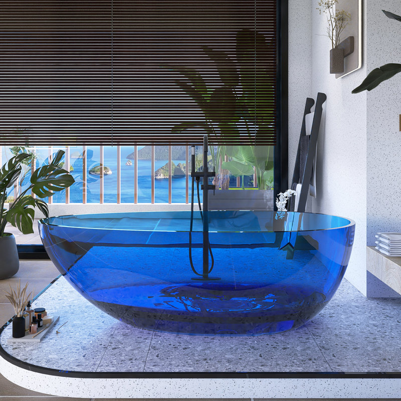 64'' x 29.6'' Freestanding Soaking Resin Bathtub