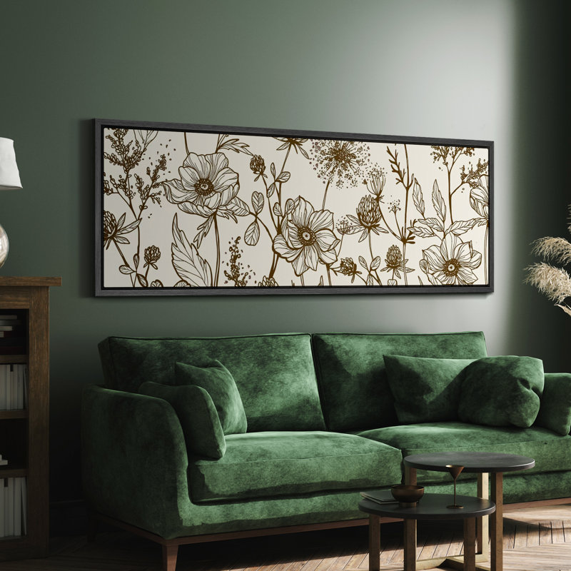 Abstract Botanical " Botanical Line Art Floral Sketch Modern Art Calm Warm Extra Large Artwork Pictures ", 20" H x 60" W