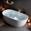 Baignoire de trempage autoportante à surface solide blanc mat 65 pouces avec trop-plein et bonde escamotable