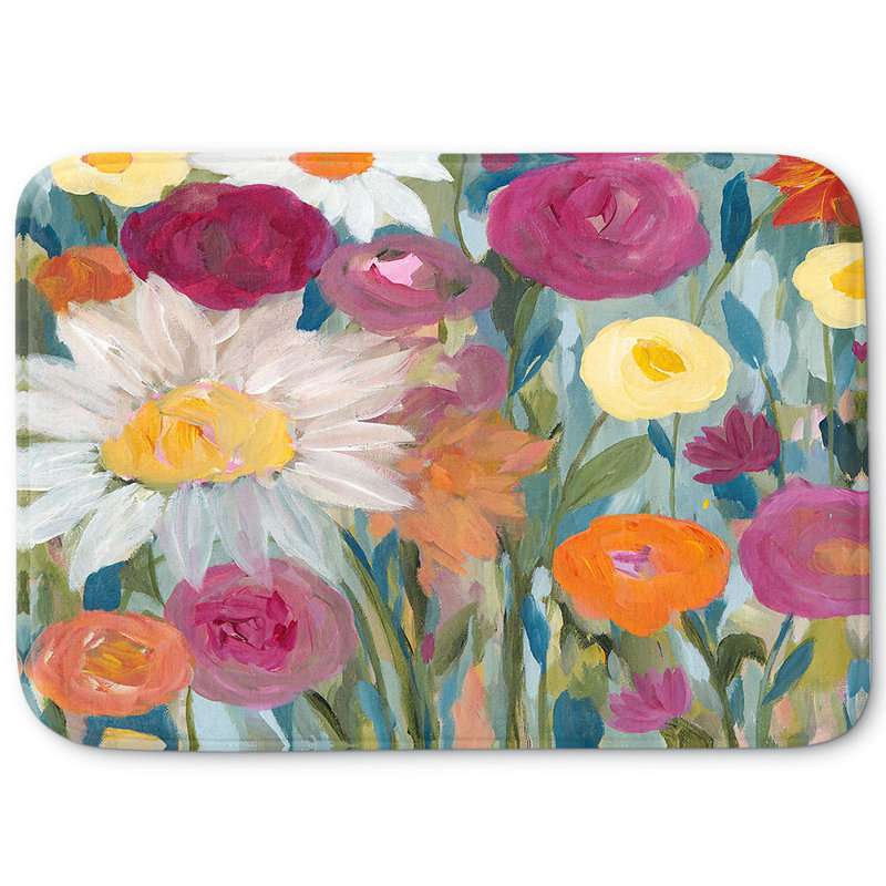 Tapis floral antidérapant pour salle de bain Fleurs, l 24 po x L 17 po x H 1 po