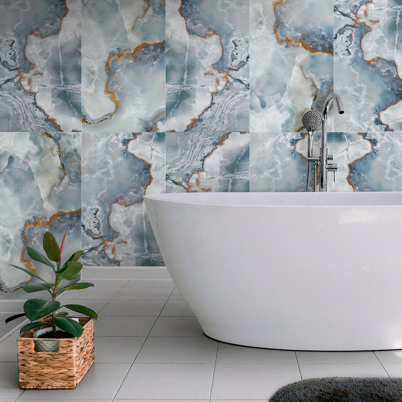 Splendor 24'' W x 48'' L Porcelain Singular Tile, Blue