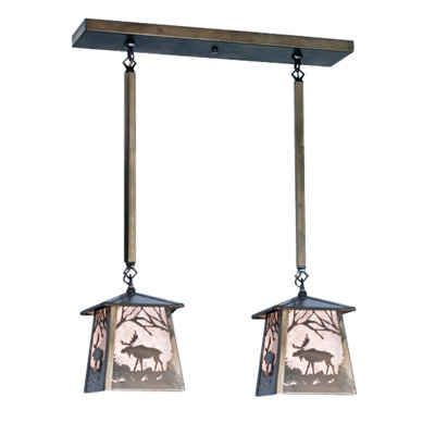 Luminaire suspendu linéaire à 2 lumières pour îlot de cuisine Moose at Dawn