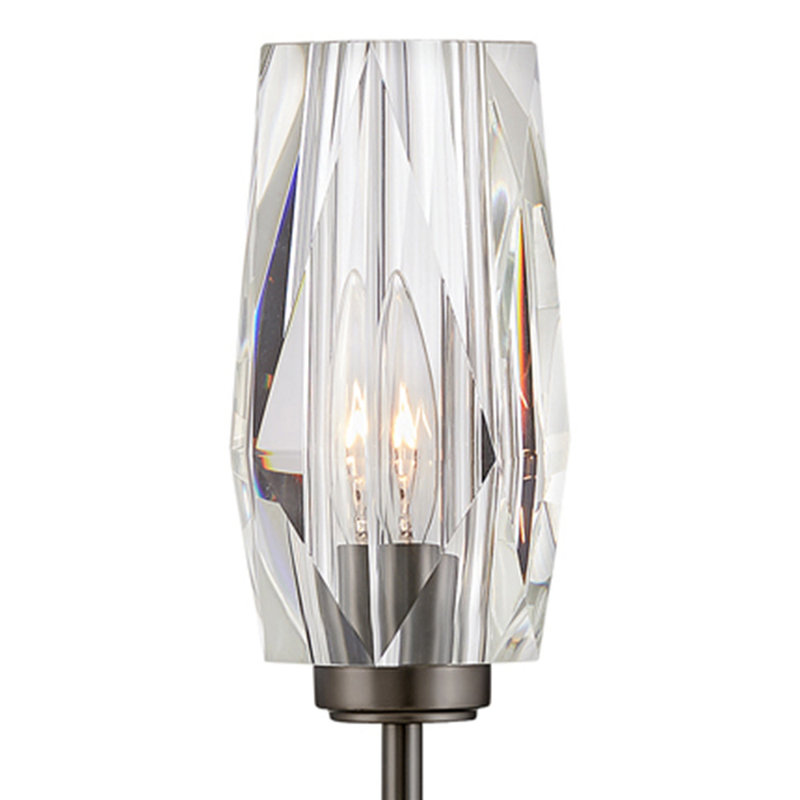 Ana 1-Light Wall Sconce w/ Faceted Heavy-Cut Diamond-Shaped Crystal Shade - Black Oxide