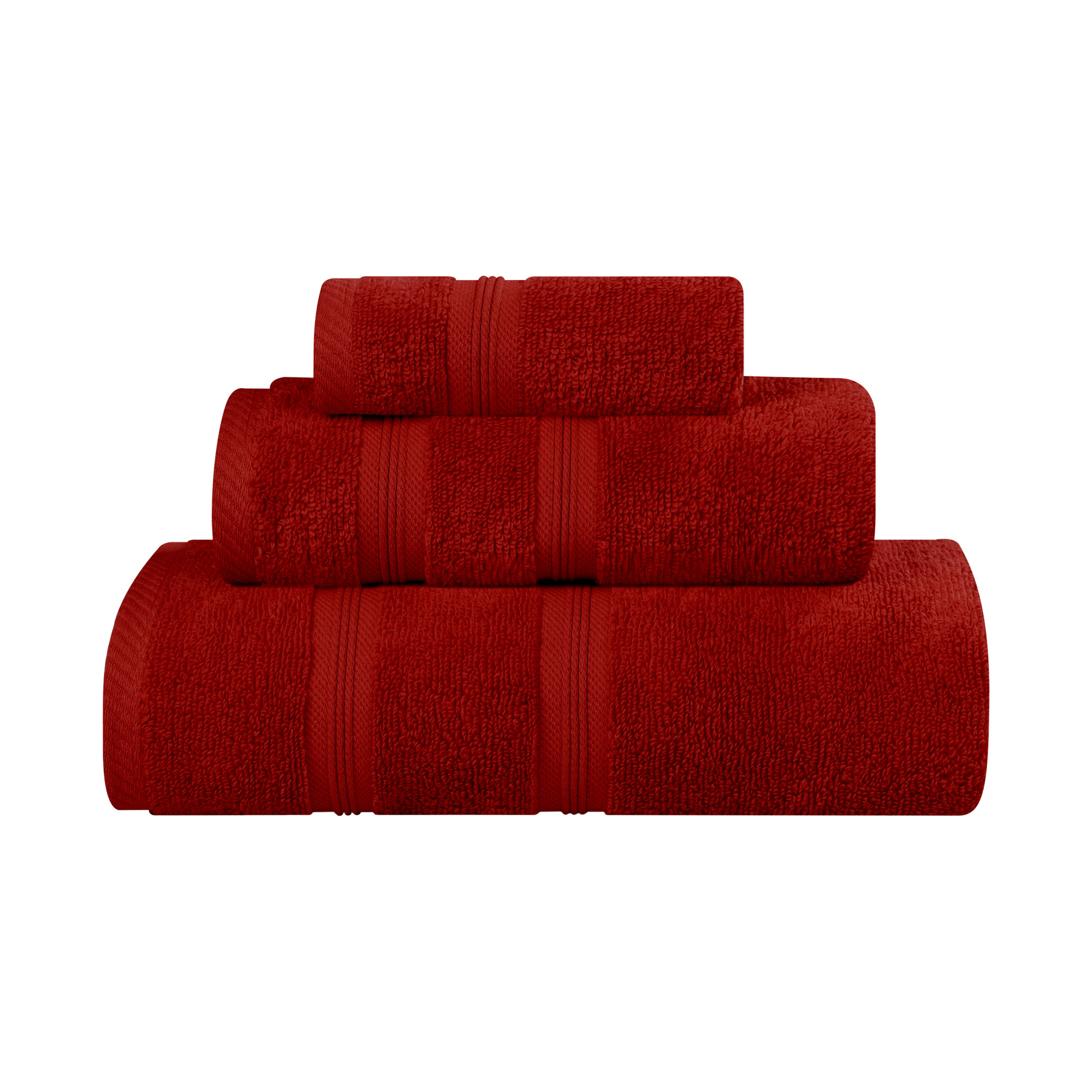 Selda 3 Piece Cotton Bath Towel Set, Crimson