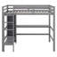 Lit mezzanine double en bois avec bureau sous le lit, lit mezzanine avec tablettes multifonctionnelles, lit en bois massif, aucun sommier nécessaire-1315196759