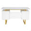 Bureau blanc et doré pour bureau avec tiroirs et rangement, l 51,25 po