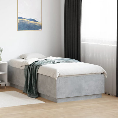 Vidaxl Bed Frame With LED Lights Concrete Grey Engineered Wood