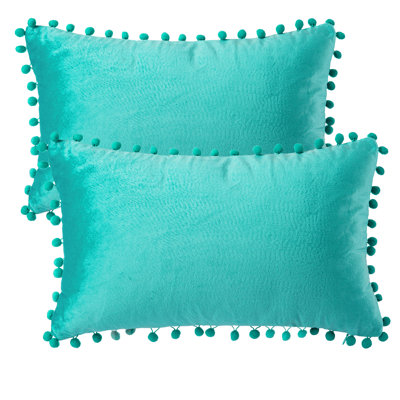 Coussin Silky Velvet Series Pom-poms