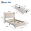 Structure de lit plateforme tapissier avec tête de lit et tiroirs de rangement - Station de charge intégrée avec prises USB et CA - Structure en métal robuste, lattes de bois - Aucun sommier nécessaire, assemblage facile, beige simple
