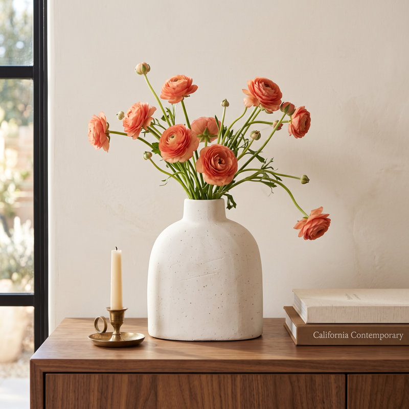 Abie Table Vase 1, 4.25" H x 3.5" W x 2" D, White