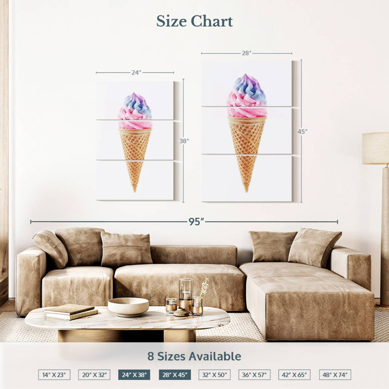 Yarlin Pink Ice Cream, 38" H x 24" W