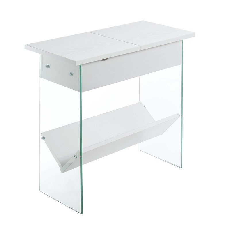 Allegonda 23.75'' Tall Sled End Table and Built-In Outlets, White