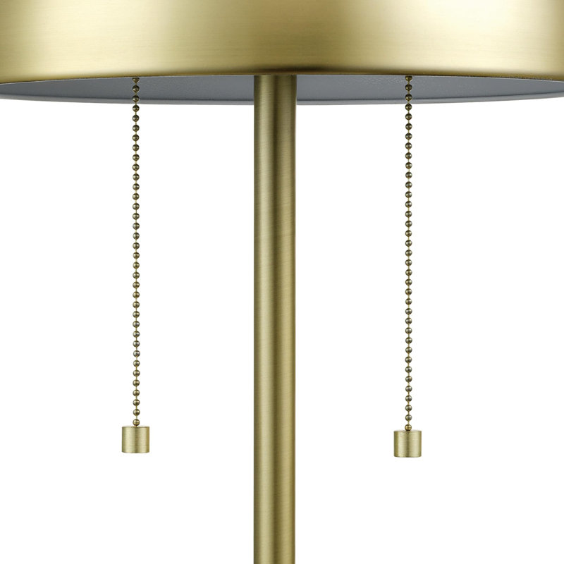 21" 2-Light Table Lamp, Matte Brass, Double On/Off Pull Chain