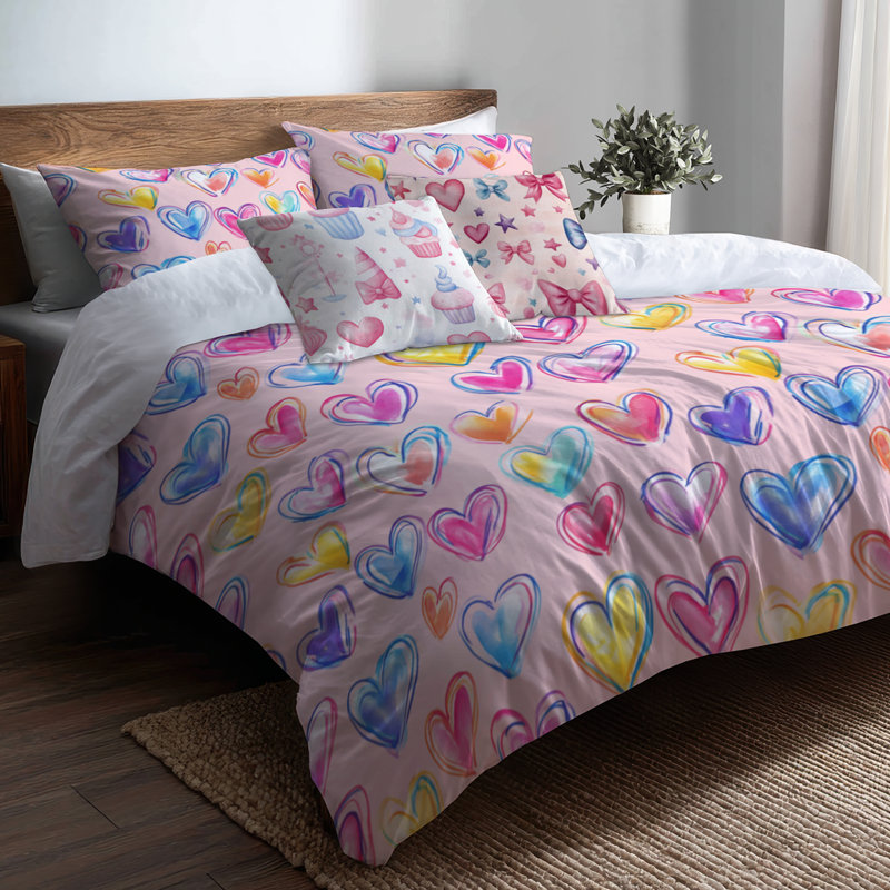 Ensemble de housse de couette et coussin décoratif Teens Love, Housse de couette très grand et 2 très grandes t