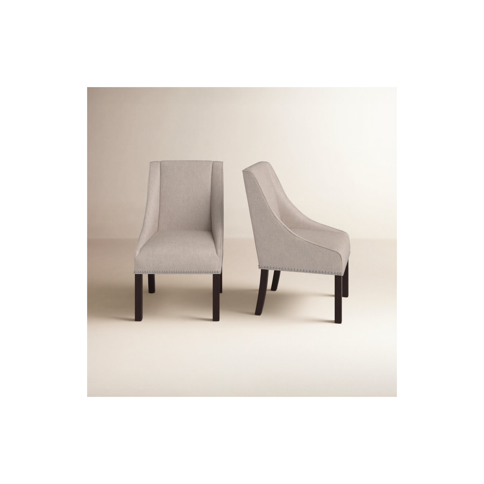 Sorrento Linen Upholstered Arm Chair, Espresso, Oyster