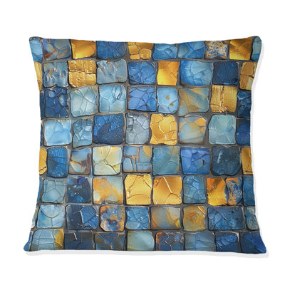 Yellow Modern Mosaic Tile II - Modern Throw Pillow