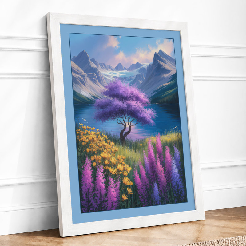 Flowering Tree in the Valley Botanical - Framed Print, A1 - 84.1 x 59.4 cm, White