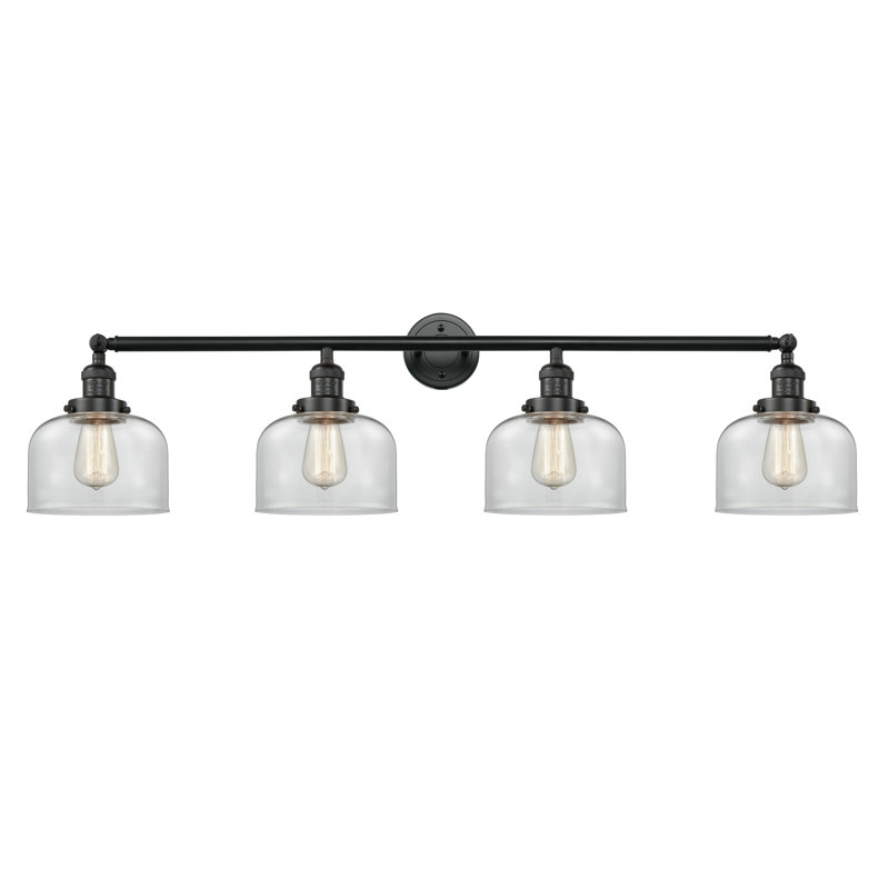 Luminaire de meuble-lavabo 4 lumières 44 po Bell, DEL, Clair, Noir mat