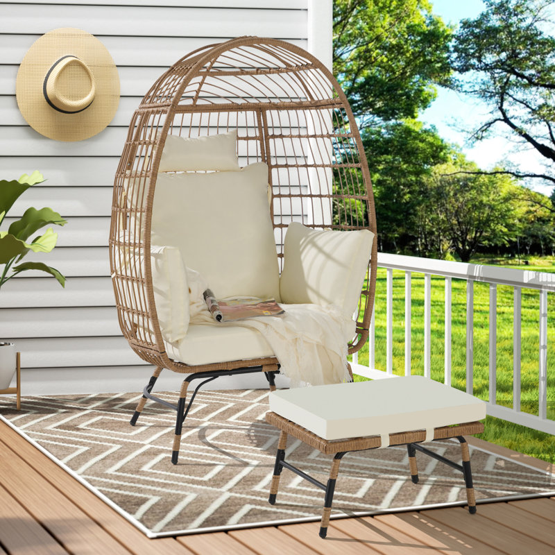 Wicker Egg Chair (Excluding The Table), Beige