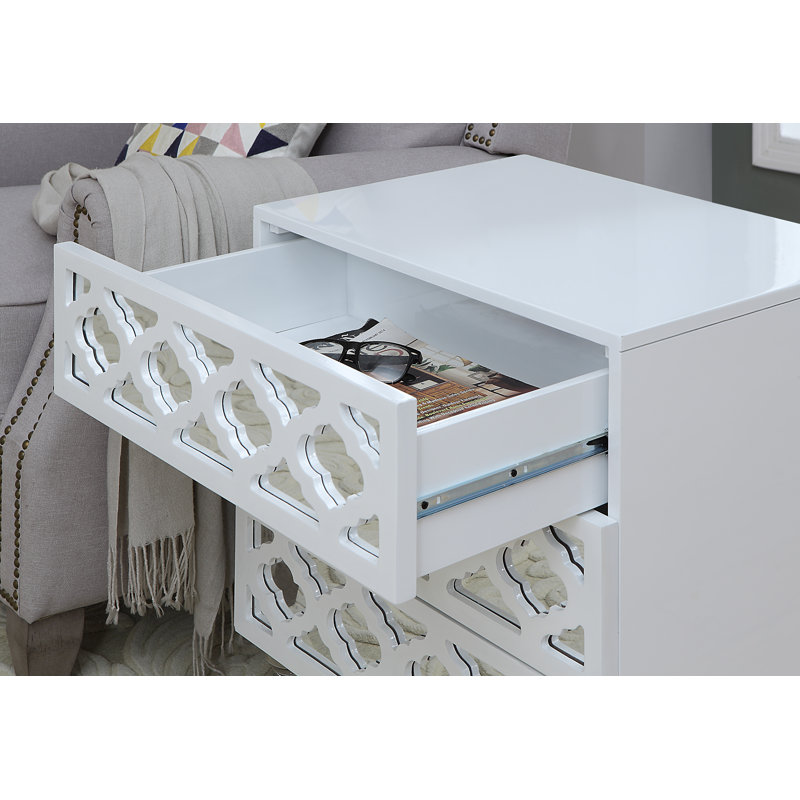 Table de chevet 3 tiroirs Davino, blanc