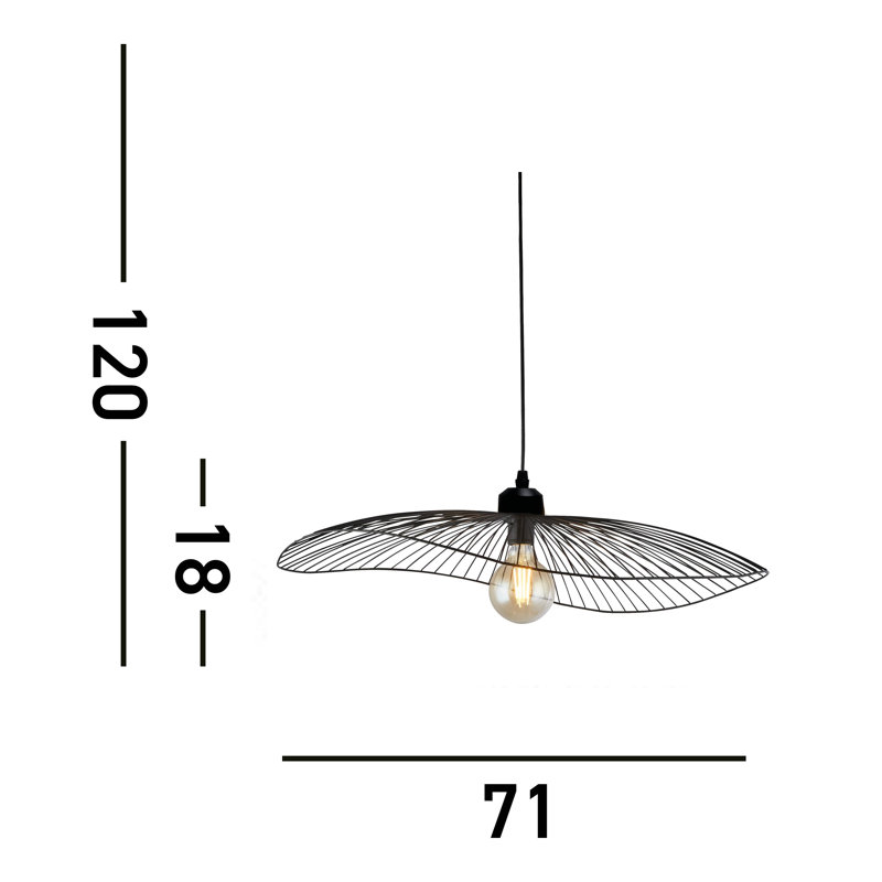Chaliyah 1 - Light Black Single Pendant, Black, 18 cm H x 71 cm W